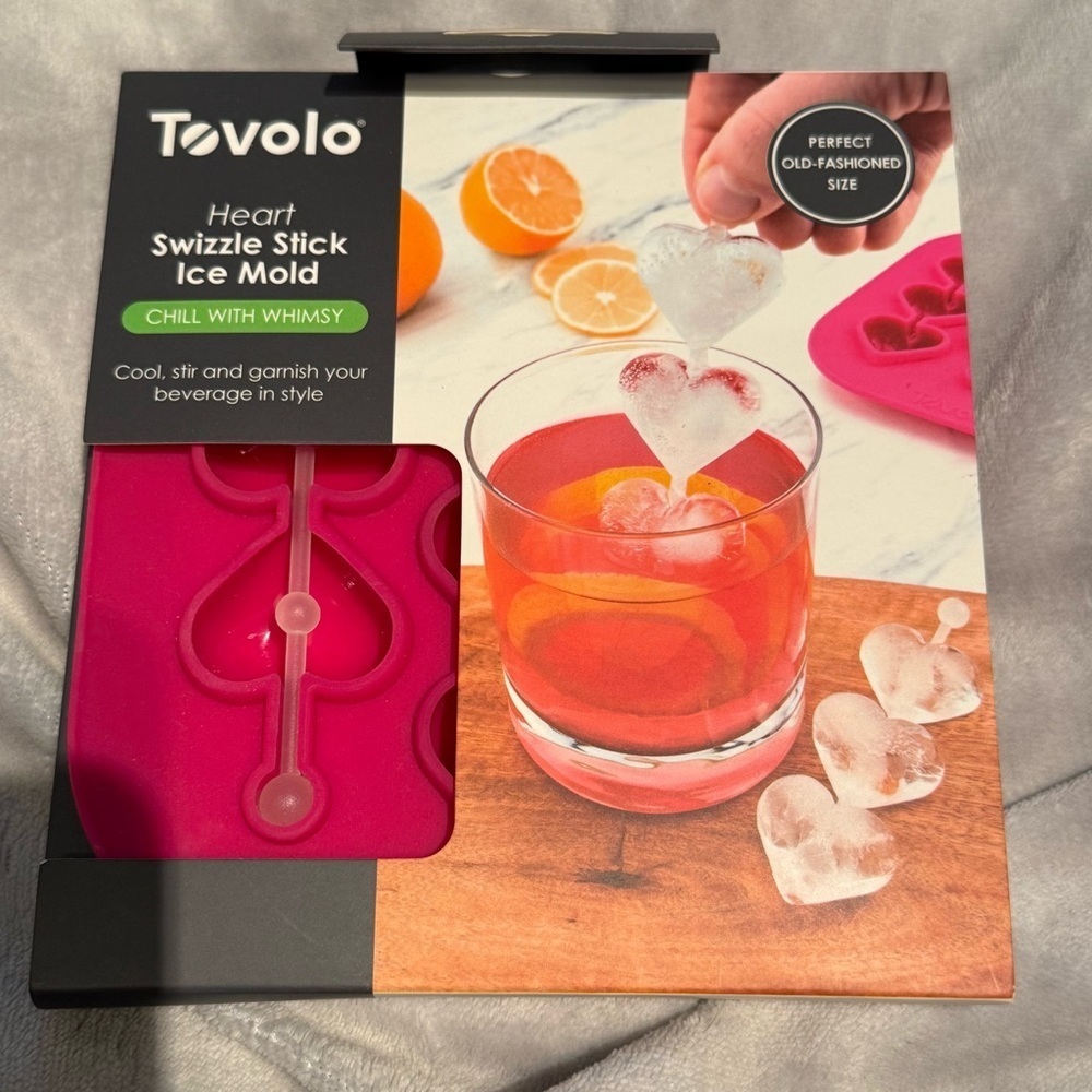 Tovolo Heart Swizzle Stick Ice Mold - Pink
